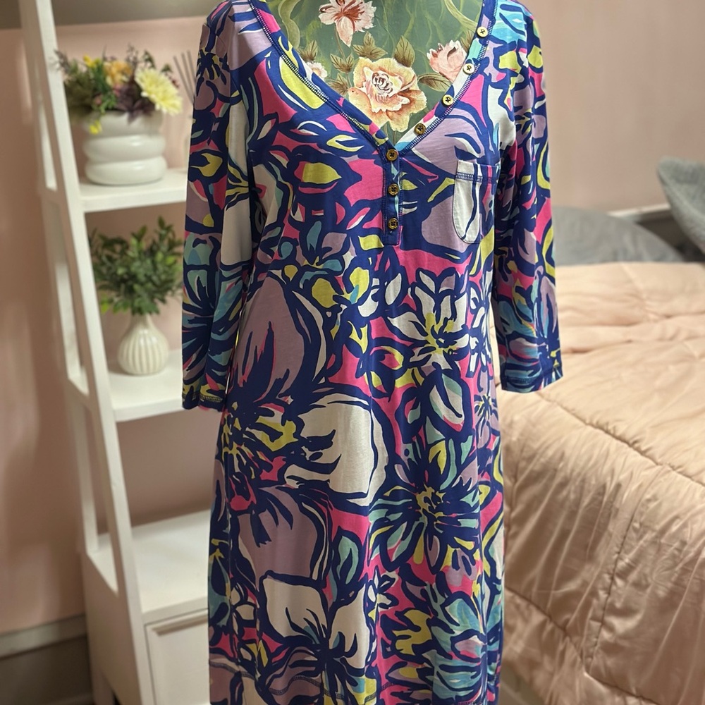 Lily Pulitzer Palmetto T-Shirt Dress “Tropical Pink Catwalk” EUC Size M